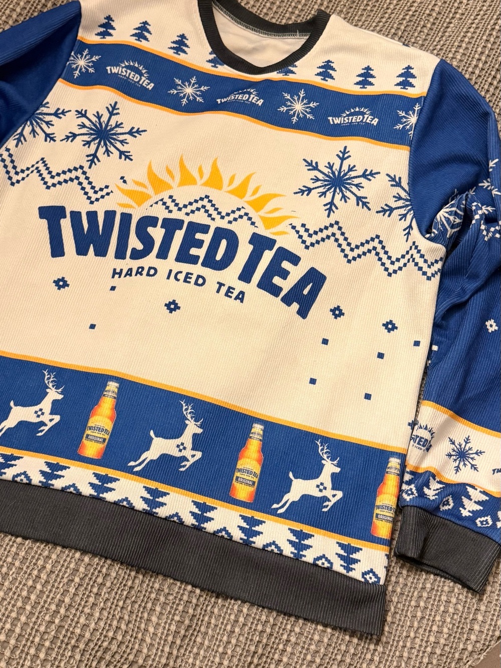 Twisted tea Men or women Blue, Cream Holiday oversized lightweight sweatshirt